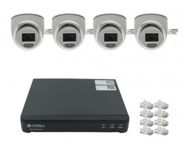 Готовый комплект IP видеонаблюдения U-VID на 4 купольные камеры HI-99CIP3B-F1.0W видеорегистратор NVR 5004A-POE 4CH